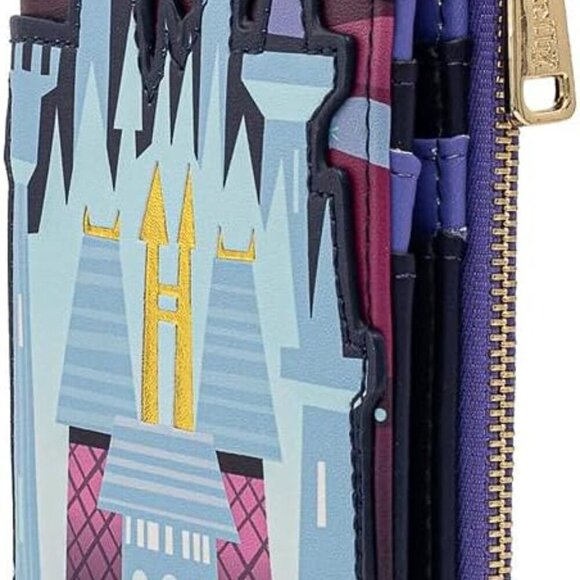 Disney Cinderella Castle Flap Wallet Vegan Leather Spacious Womens Accessory - Picture 2 of 4